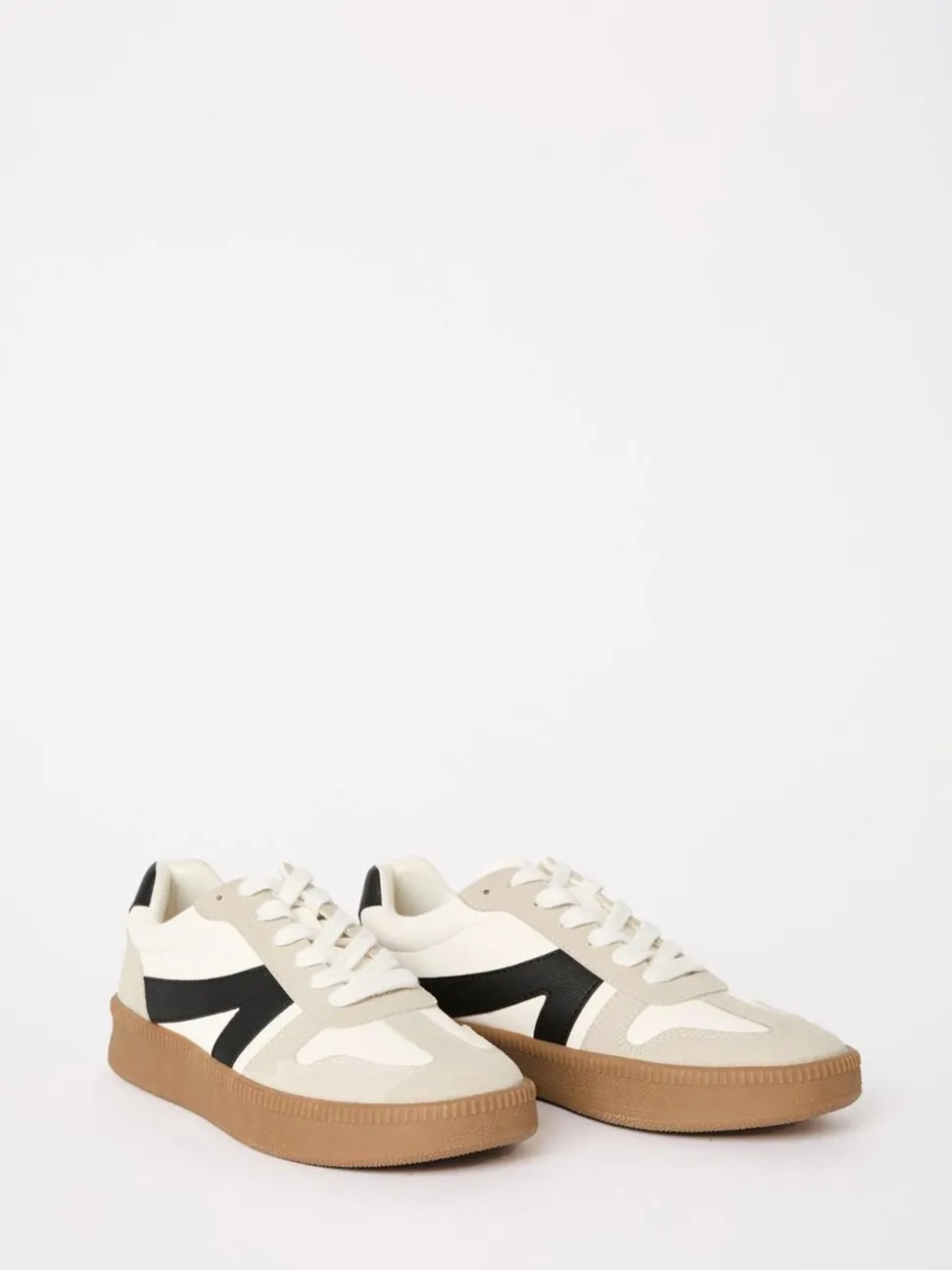 Wit en zwart - Friends Like These Lace Up Retro Gumsole Sports Trainers