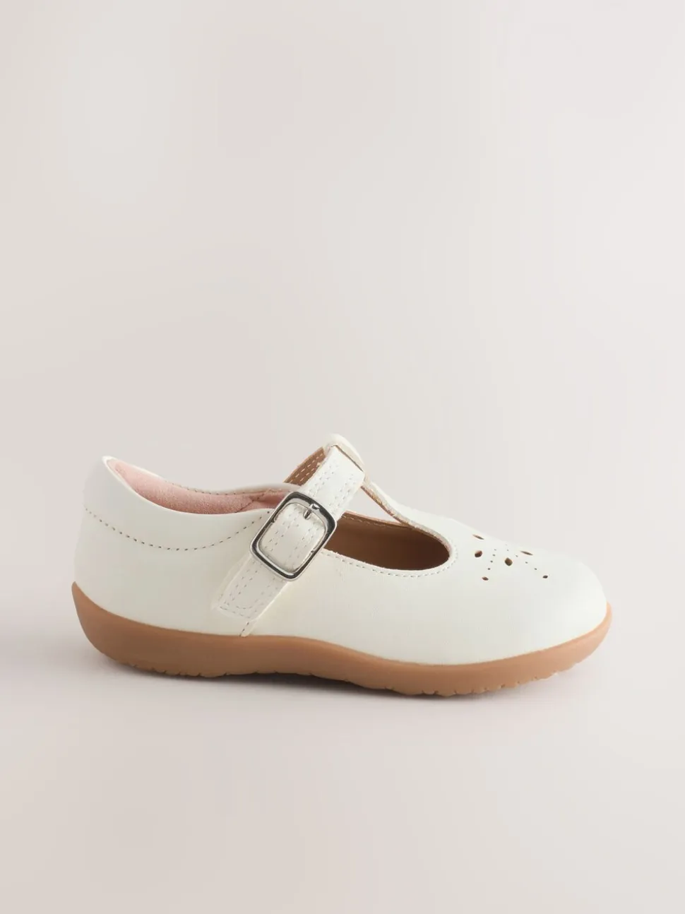 Wit leer - First Walker schoenen met klittenband en T-bandje