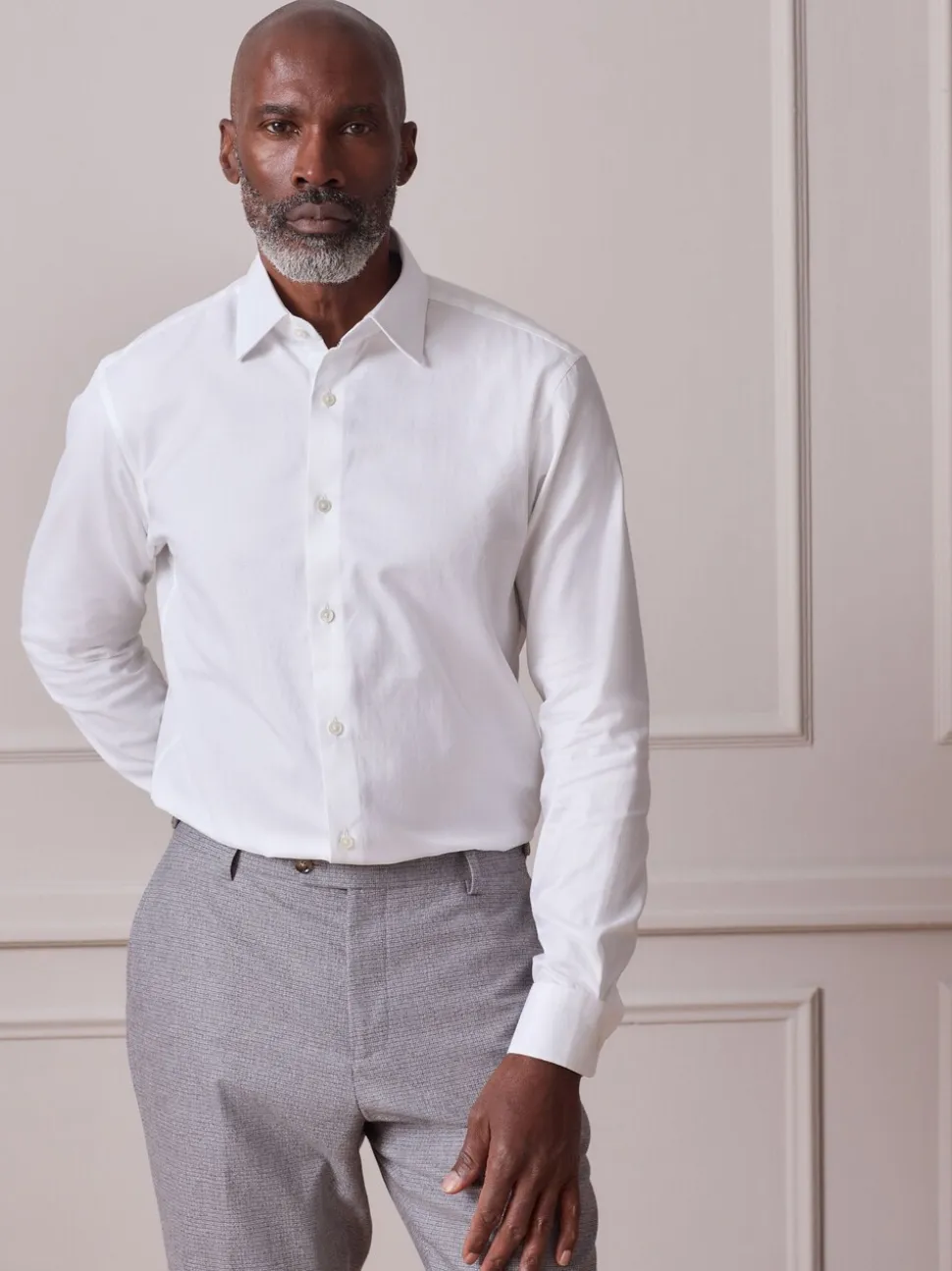 Wit met afwerking - Slim Fit - Signature Textured Long Sleeve Shirt