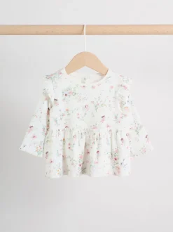 Wit met elfje - Long Sleeve Frill Top And Leggings Baby 2 Piece Set (0mths-2yrs)