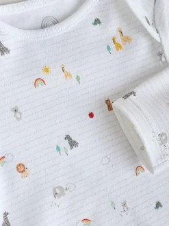 Wit met figuurprint - Baby Bodysuits met Lange mouwen van 100% katoen