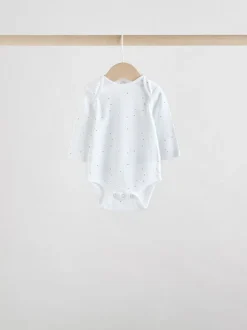 Wit met figuurprint - Baby Bodysuits met Lange mouwen van 100% katoen