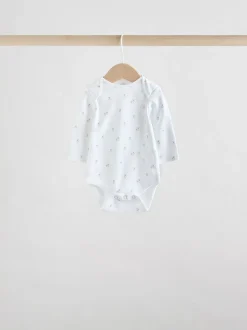 Wit met figuurprint - Baby Bodysuits met Lange mouwen van 100% katoen