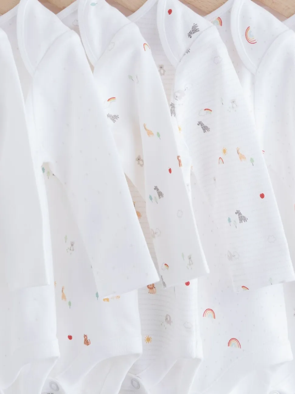 Wit met figuurprint - Baby Bodysuits met Lange mouwen van 100% katoen