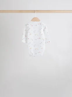 Wit met figuurprint - Baby Bodysuits met Lange mouwen van 100% katoen