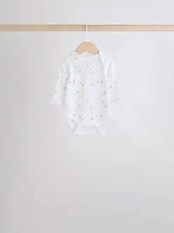 Wit met figuurprint - Baby Bodysuits met Lange mouwen van 100% katoen