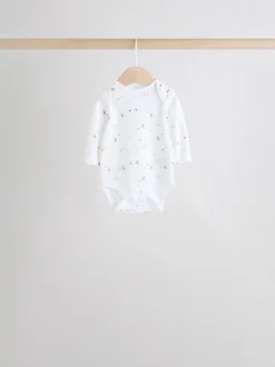 Wit met figuurprint - Baby Bodysuits met Lange mouwen van 100% katoen