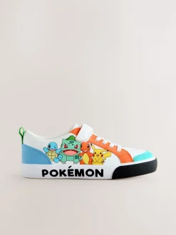 Wit met kleurvlakken - Pokemon sneakers met elastische veter