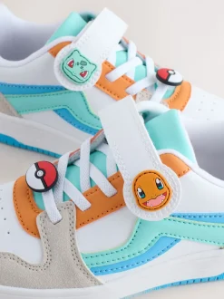 Wit met kleurvlakken - Pokemon sneakers met elastische veter