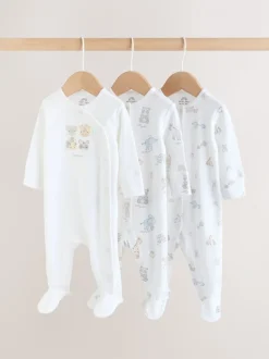 Wit met safariprint - Verpakking van 3 babypyjama's (0-2jr)