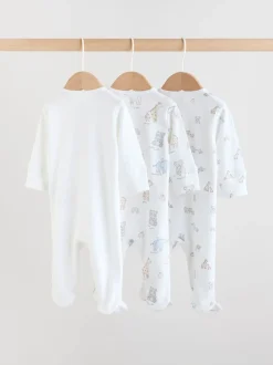 Wit met safariprint - Verpakking van 3 babypyjama's (0-2jr)