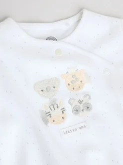 Wit met safariprint - Verpakking van 3 babypyjama's (0-2jr)