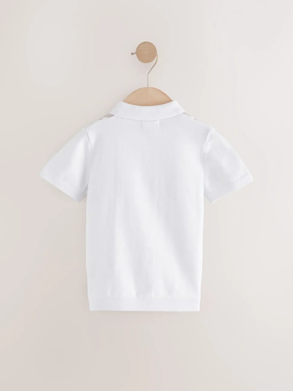 Wit met verticale strepen - 100% katoenen gebreid poloshirt met rits bij de hals (3mnd-7jr)