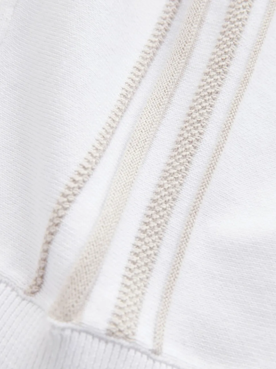Wit met verticale strepen - 100% katoenen gebreid poloshirt met rits bij de hals (3mnd-7jr)