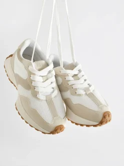 Wit neutraal - Vetersneakers met dikke zool