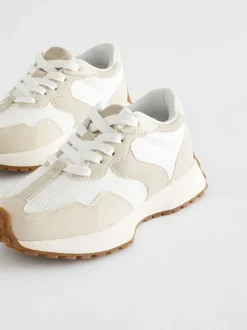 Wit neutraal - Vetersneakers met dikke zool