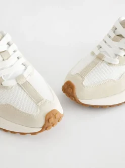 Wit neutraal - Vetersneakers met dikke zool