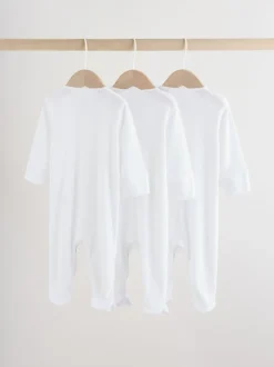 Wit pointelle - Baby Sleepsuits 3 Pack (0-18mths)
