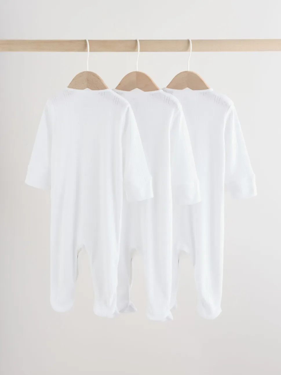 Wit pointelle - Baby Sleepsuits 3 Pack (0-18mths)