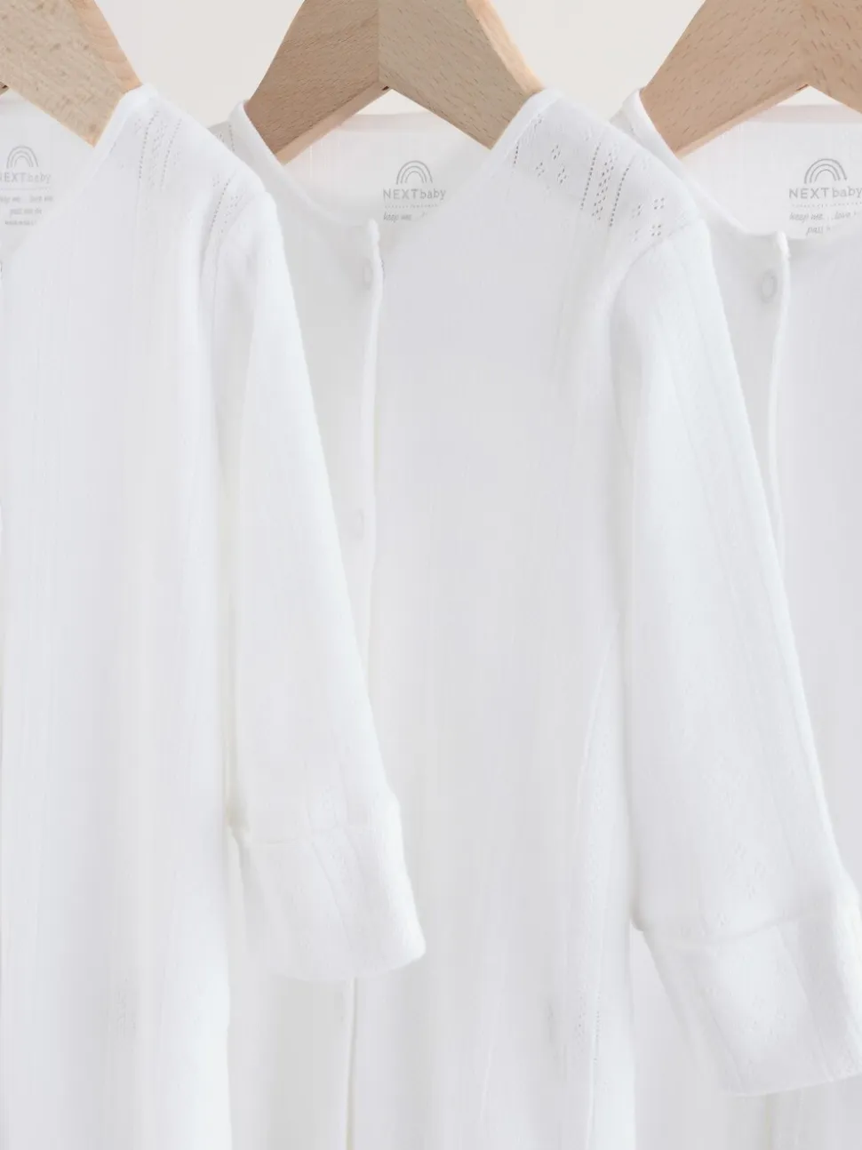 Wit pointelle - Baby Sleepsuits 3 Pack (0-18mths)