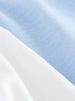 Wit/blauw - Korte mouwen Oxford overhemden met hoog katoengehalte, 2 stuks verpakking (3-16jr)