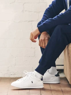 Wit/blauw - Polo Ralph Lauren - Heritage Court II - Leren sneakers