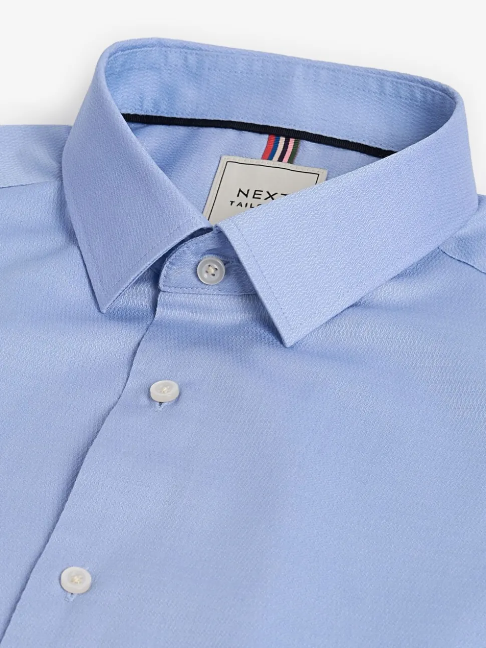 Wit/blauw - Slim Fit Easy Care Textured Single Cuff Smart Shirts 3 Pack