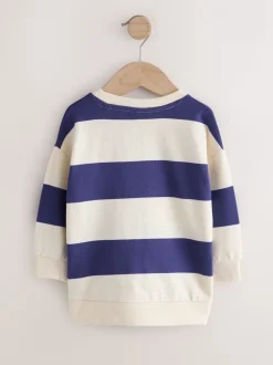 Wit/blauw gestreept - Bluey sweatshirt van katoen met ronde hals (12mnd -8jr)
