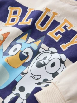 Wit/blauw gestreept - Bluey sweatshirt van katoen met ronde hals (12mnd -8jr)
