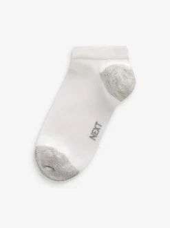 Wit/blauw/grijs met contrasterende hiel en teen - Verpakking van 7 paar sneakersokken met hoog aandeel katoen