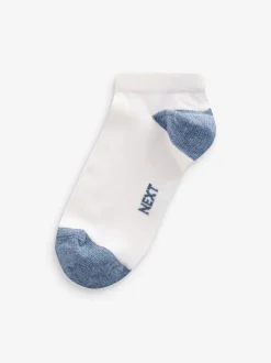Wit/blauw/grijs met contrasterende hiel en teen - Verpakking van 7 paar sneakersokken met hoog aandeel katoen