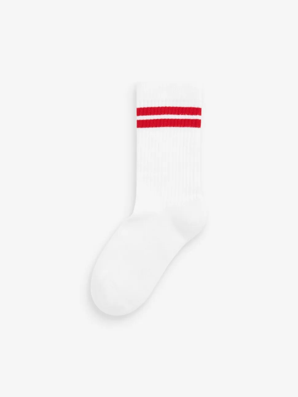 Wit/blauw/rood - Set van 5 paar geribbelde sokken met verzacht voetbed, katoengehalte en gekleurde boorden