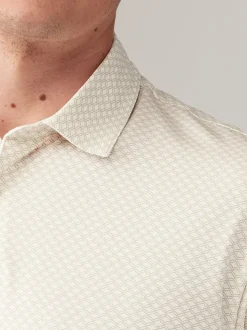 Wit/marineblauw/zwart met goudkleurige geometrische print - Set van 3 jersey poloshirts met korte mouwen