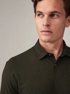 Wit/marineblauw/zwart met goudkleurige geometrische print - Set van 3 jersey poloshirts met korte mouwen