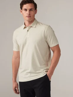 Wit/marineblauw/zwart met goudkleurige geometrische print - Set van 3 jersey poloshirts met korte mouwen