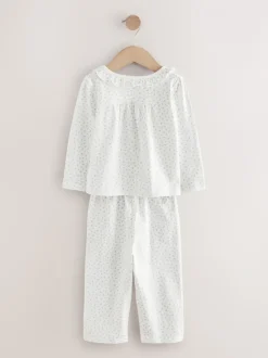 Wit/paars met fijne bloemenprint - Verpakking van 2 pyjama's met wijde pijpen (9mnd-8jr)
