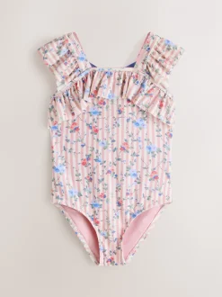Wit/roze - Laura Ashley Frill Detail Swimsuit