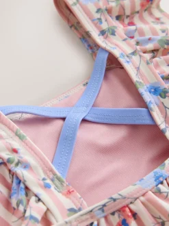 Wit/roze - Laura Ashley Frill Detail Swimsuit