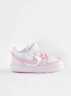 Wit/roze - Nike - Court Borough - Lage recraft-peutersneakers