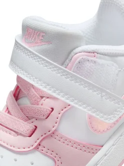 Wit/roze - Nike - Court Borough - Lage recraft-peutersneakers