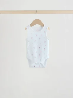 Wit/roze - Set van 5 katoenen hemdrompertjes voor baby's