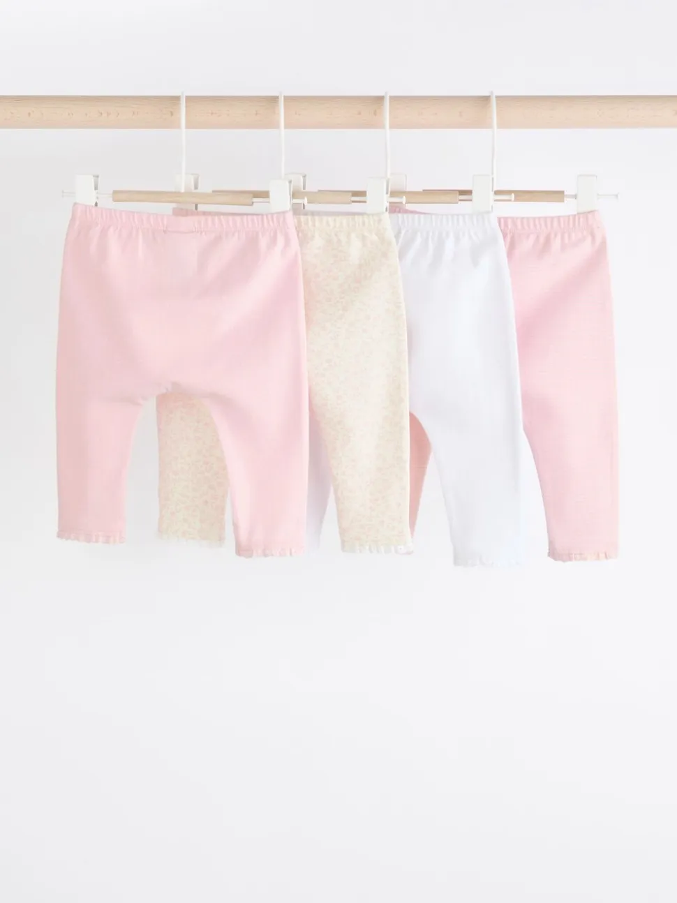 Wit/roze - Verpakking van 4 babyleggings (0 mnd -2 jr)