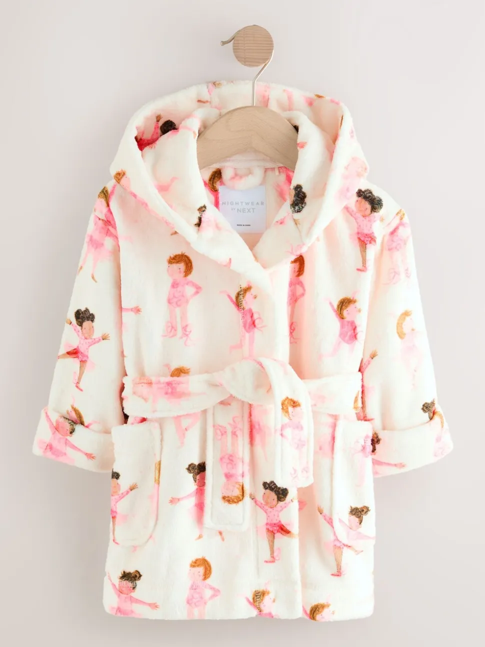 Wit/roze ballerina - Fleece kamerjas (9mnd -16jr)