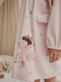 Wit/roze ballerina - Set van 2 nachthemden (2-12 jr)