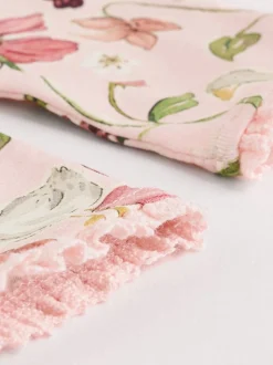 Wit/roze/konijn/bloemenprint - Set met lange mouwen en legging voor baby's (0mnd-2jr)