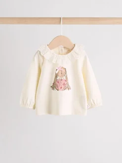 Wit/roze/konijn/bloemenprint - Set met lange mouwen en legging voor baby's (0mnd-2jr)