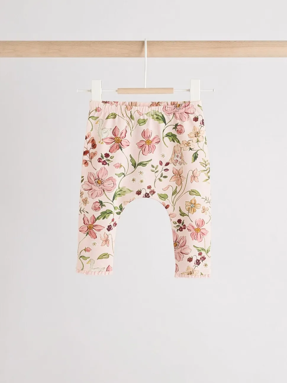Wit/roze/konijn/bloemenprint - Set met lange mouwen en legging voor baby's (0mnd-2jr)