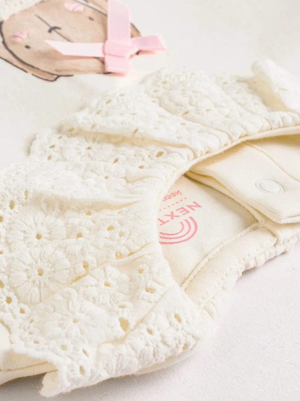 Wit/roze/konijn/bloemenprint - Set met lange mouwen en legging voor baby's (0mnd-2jr)