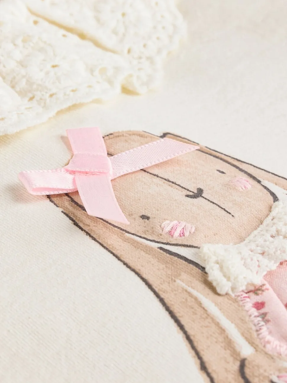 Wit/roze/konijn/bloemenprint - Set met lange mouwen en legging voor baby's (0mnd-2jr)
