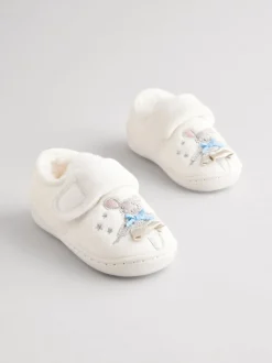 Witte feeënmuis - Gezellige pantoffels met voering en omgevende zool